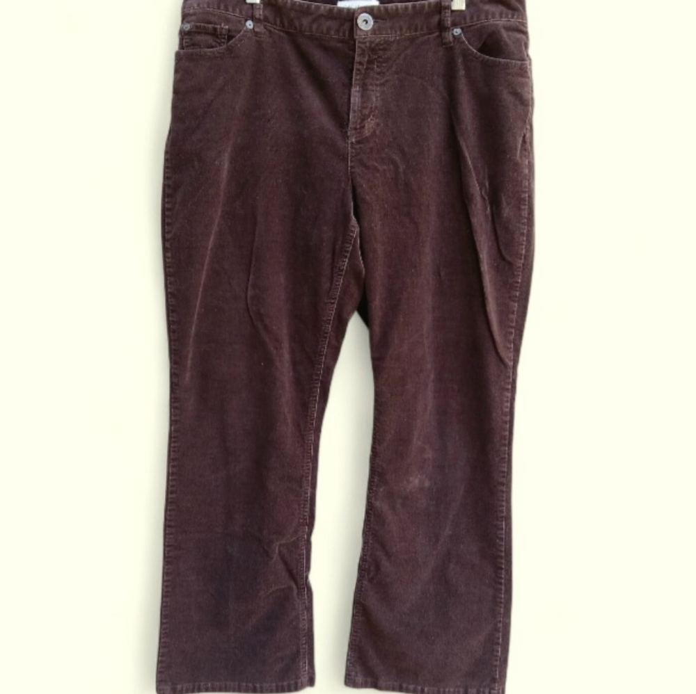 Brown Corduroy Pants Sz14 in Coffee by Coldwater Creek Stretch Classic